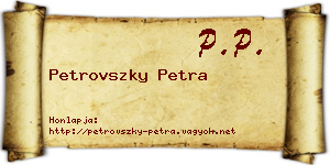 Petrovszky Petra névjegykártya